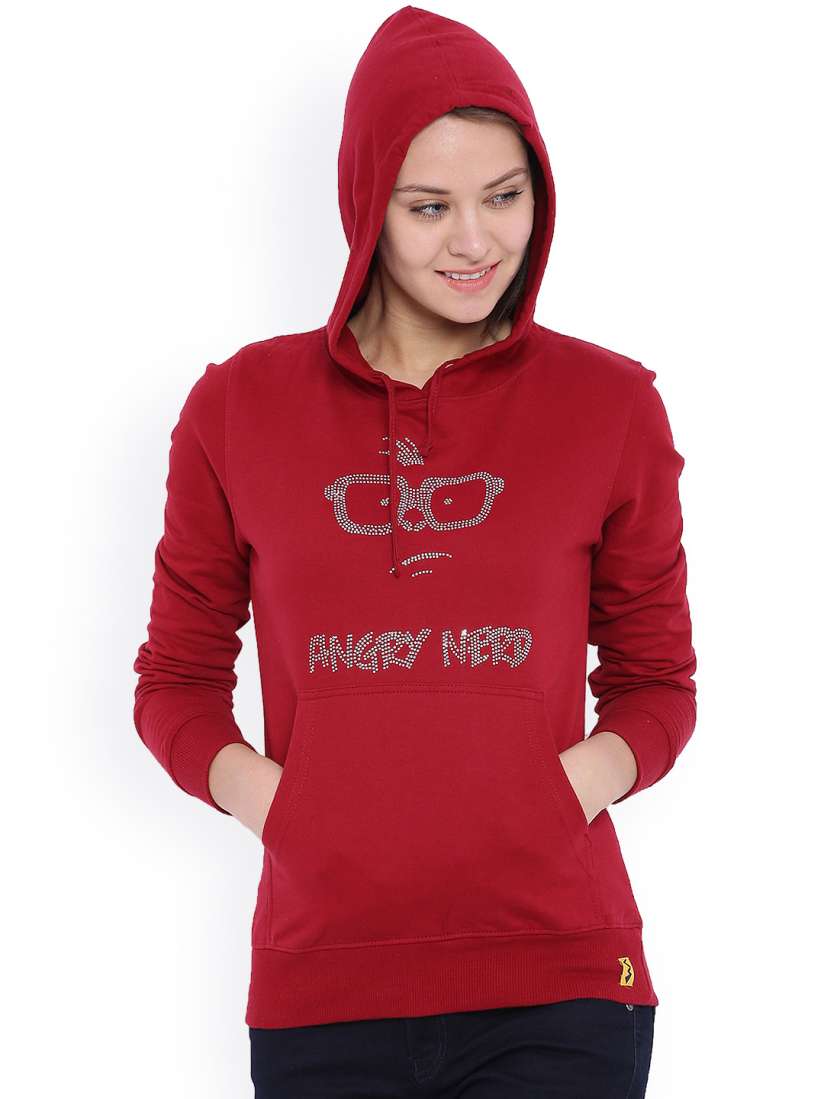 Buy Campus Sutra Maroon Hooded Sweatshirt Sweatshirts for Women 1514240 Myntra