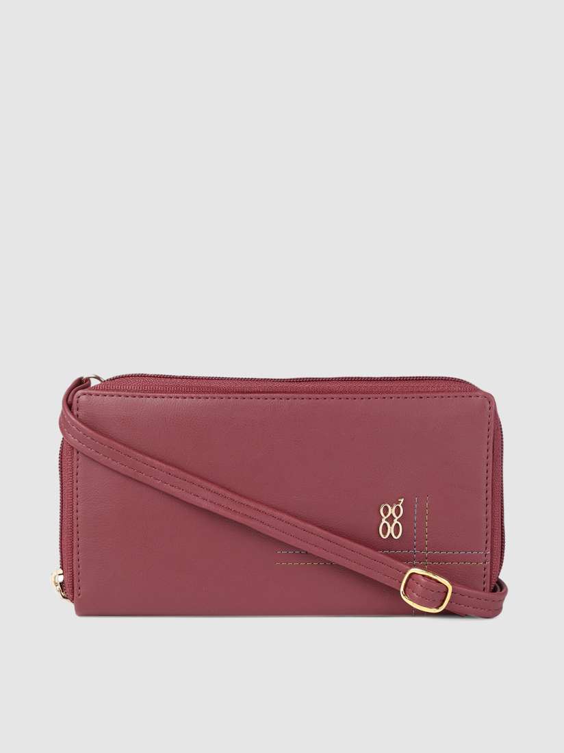 Buy Baggit Women Burgundy Solid Zip Around Wallet with Sling Strap Wallets for Women 15147036 Myntra
