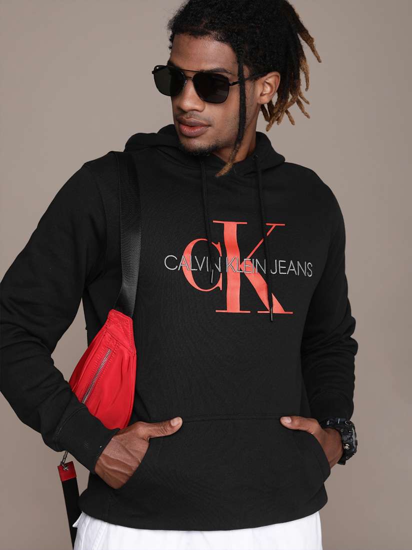Buy Calvin Klein Jeans Men Black Brand Logo Printed Hooded Sweatshirt Sweatshirts for Men 15151914 Myntra