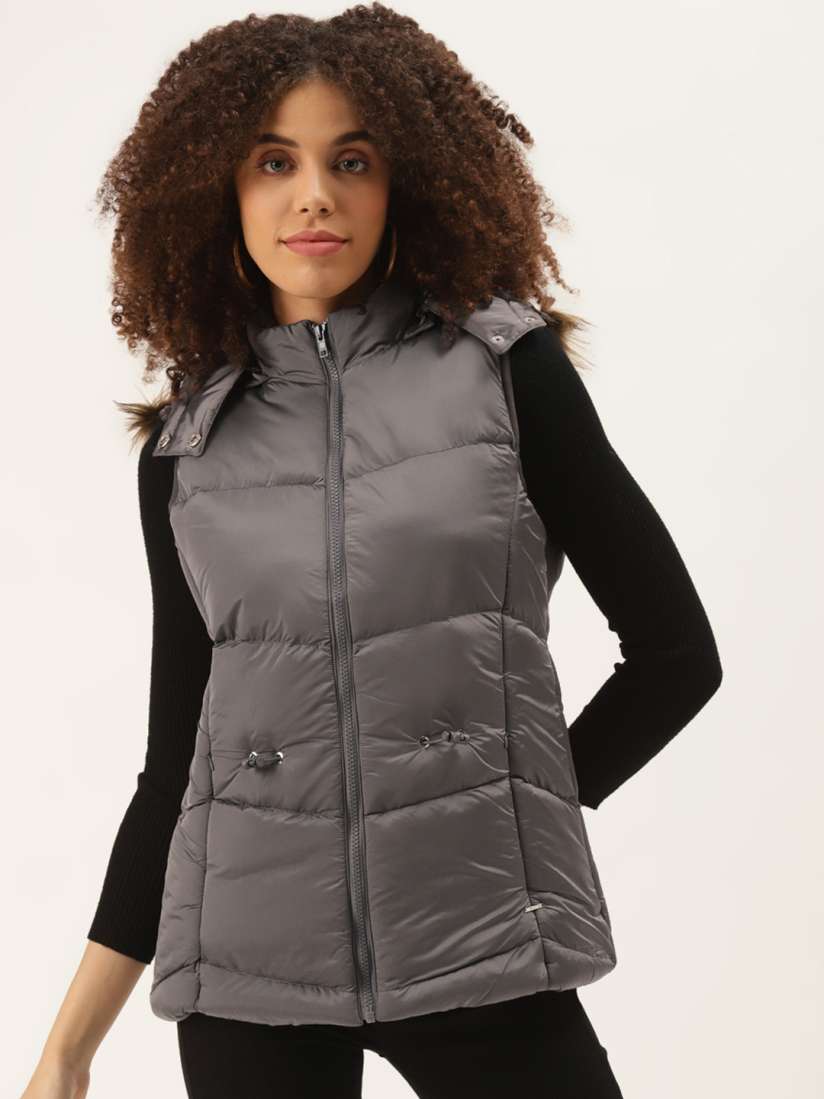 Buy Duke Women Charcoal Grey Solid Hooded Parka Jacket Jackets for Women 15153166 Myntra