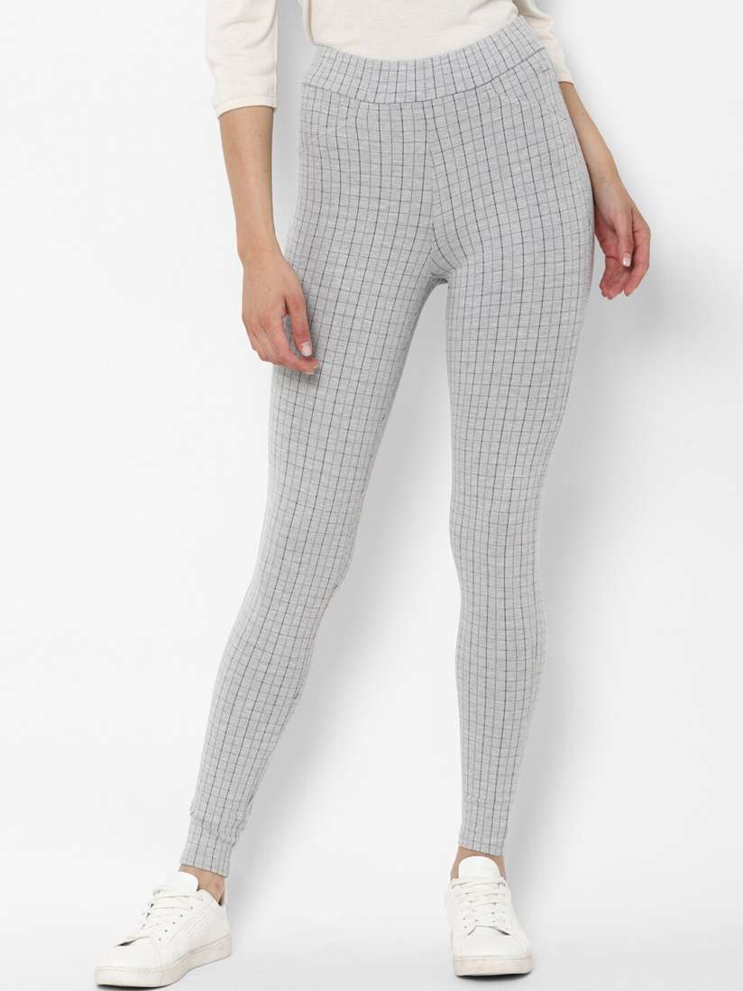 Grey checked leggings cheap