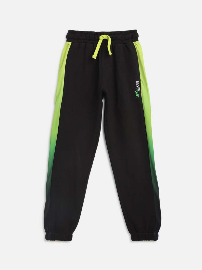 Buy Lil Tomatoes Boys Black Lime Green Colourblocked Joggers Track Pants for Boys 15153890 Myntra
