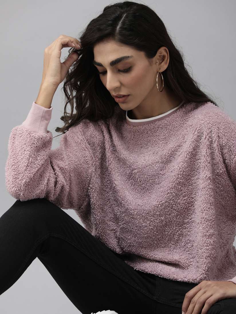 Buy Roadster Women Lavender Drop Shoulder Sweatshirt Sweatshirts for Women 15158468 Myntra