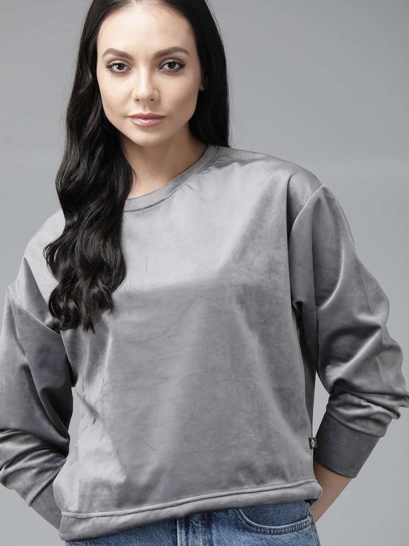 Grey velour sweatshirt outlet
