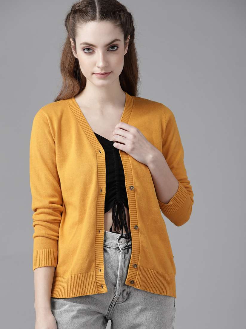 Womens cardigan mustard on sale