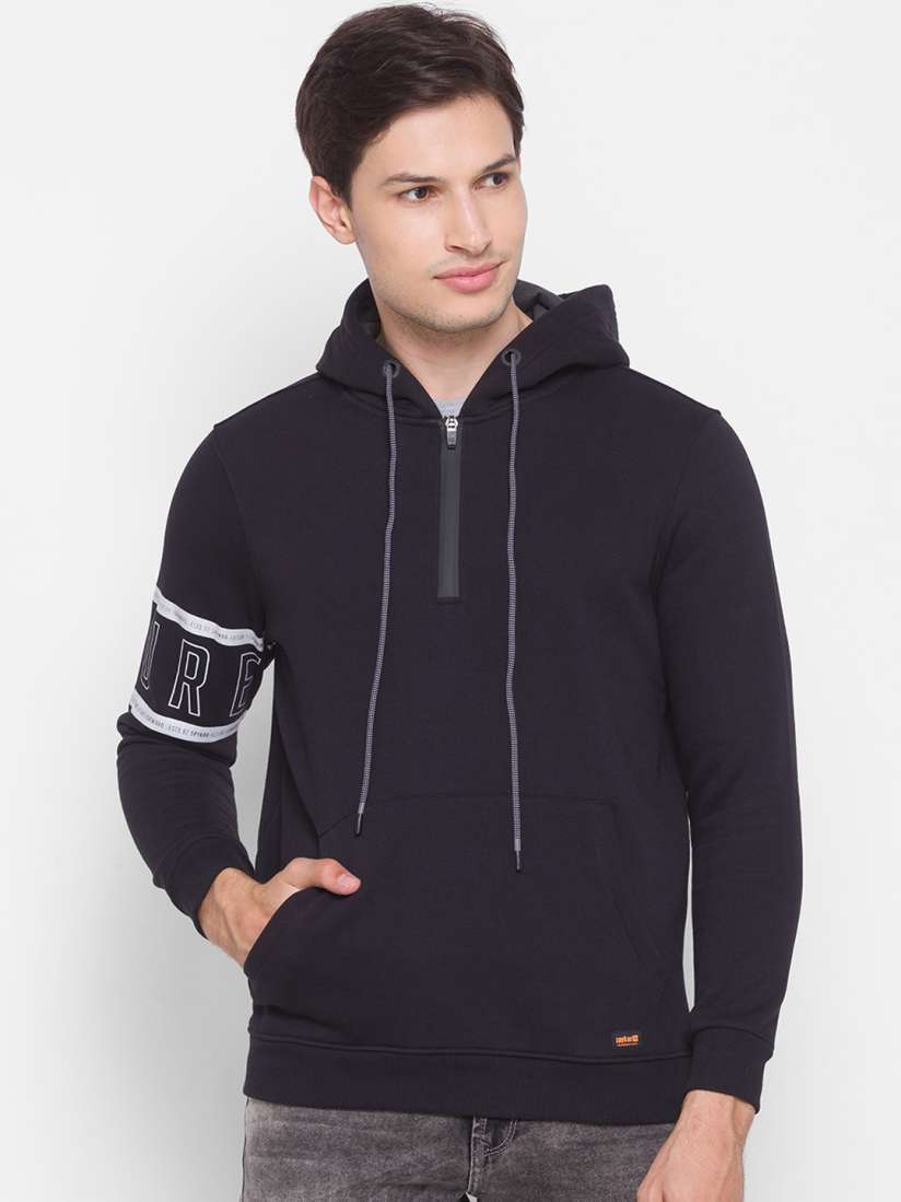 Buy SPYKAR Men Black Hooded Sweatshirt Sweatshirts for Men 15160310 Myntra