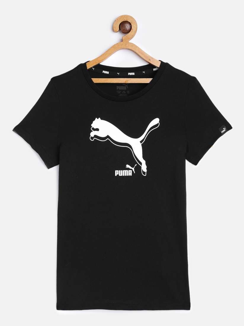 Buy Puma Girls Black Printed Pure Cotton Power Logo T shirt Tops for Girls 15160874 Myntra