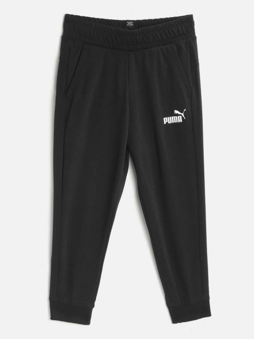 Buy Puma Boys Black Brand Logo Print Detail Pure Cotton Essentials Jersey Joggers Track Pants for Boys 15161016 Myntra