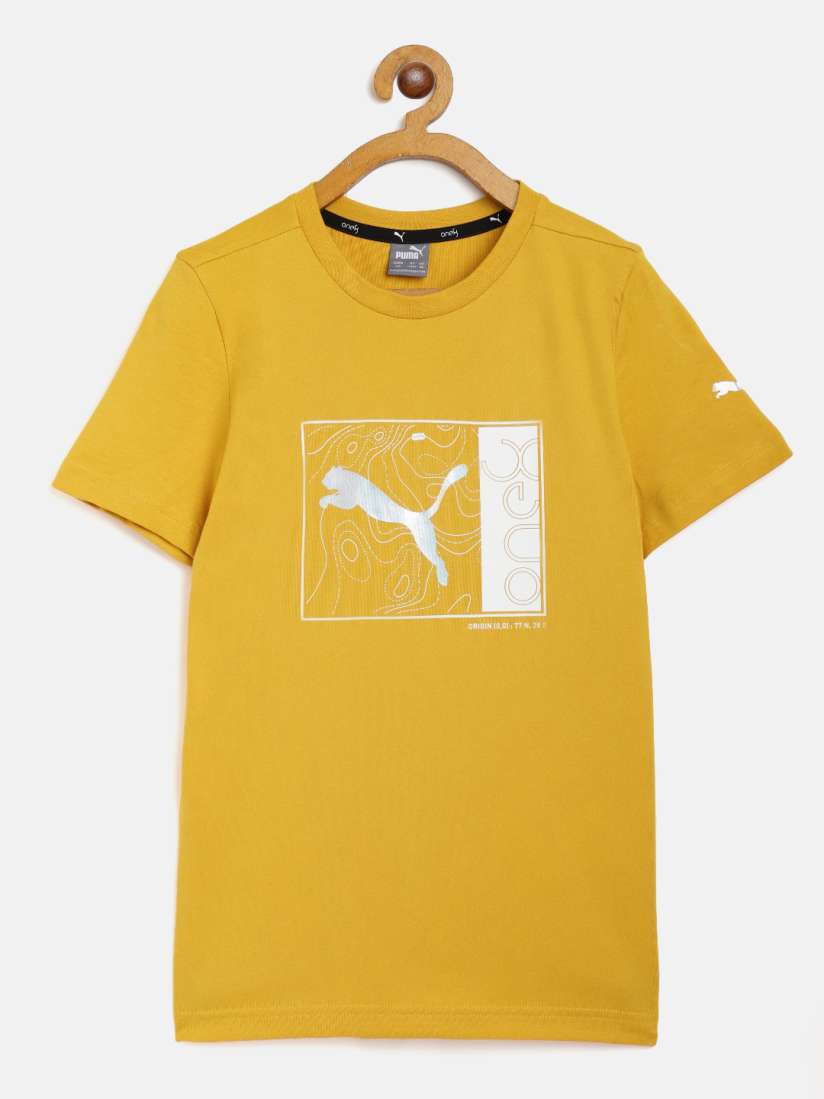 Buy Puma Boys Mustard Yellow Silver Brand Logo One8 Virat Kohli Graphic Print Cotton Pure Cotton T shirt Tshirts for Boys 15161282 Myntra