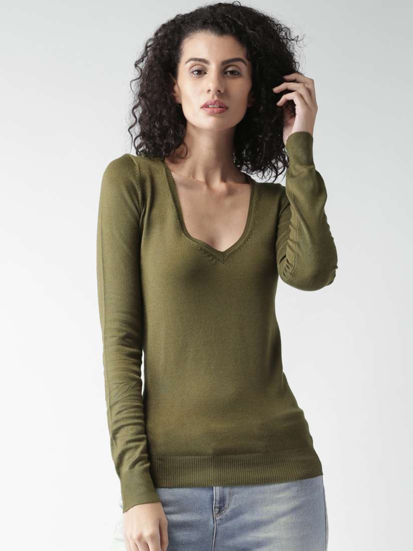 Buy ALCOTT Women Olive Sweater Sweaters for Women 1516611 Myntra