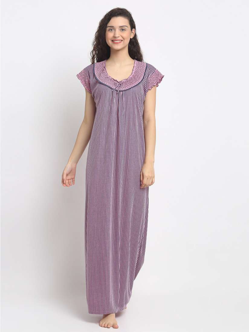 Buy Secret Wish Women Pink Printed Maxi Nightdress Nightdress for Women 15168088 Myntra
