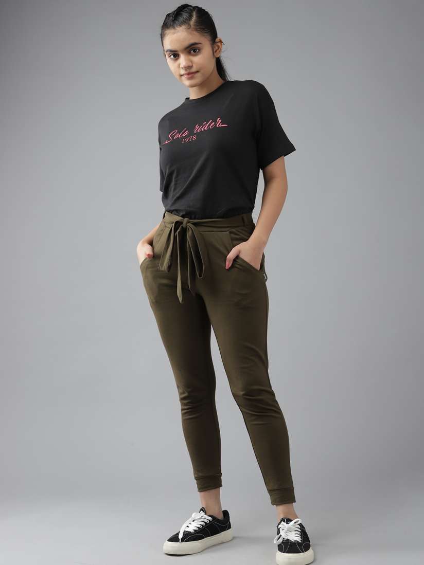 Buy UTH by Roadster Girls Olive Green Solid Pleated Joggers Trousers for Girls 15185520 Myntra