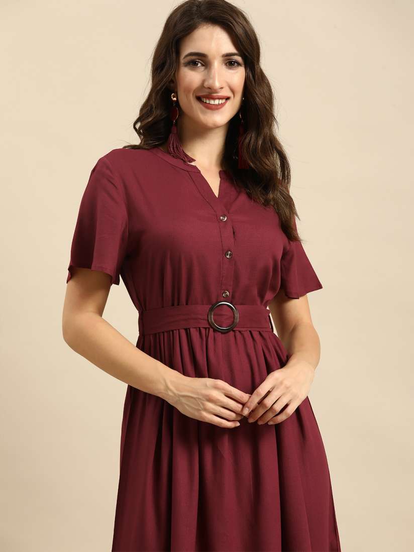 Maroon dress myntra discount