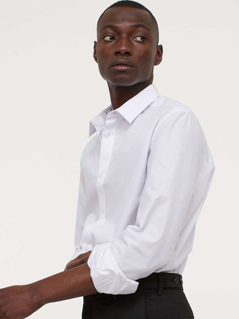 Buy H M Men White Slim Fit Easy Iron Shirt Shirts for Men 15193816 Myntra