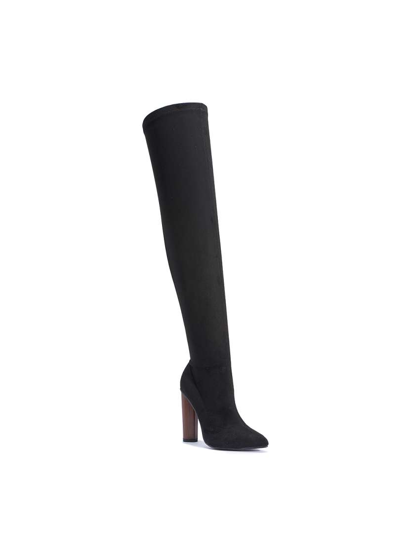 Buy Truffle Collection Women Black Solid Heeled Boots Boots for Women 1519397 Myntra