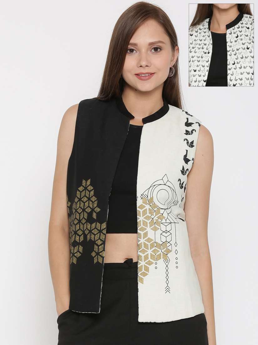 Sleeveless ethnic jackets for ladies hot sale