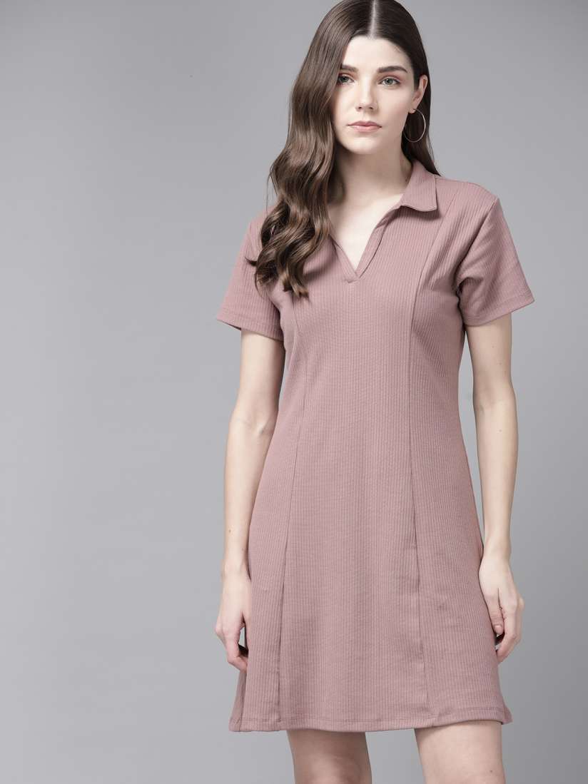 Buy Roadster Mauve Ribbed T shirt Dress Dresses for Women 15202830 Myntra