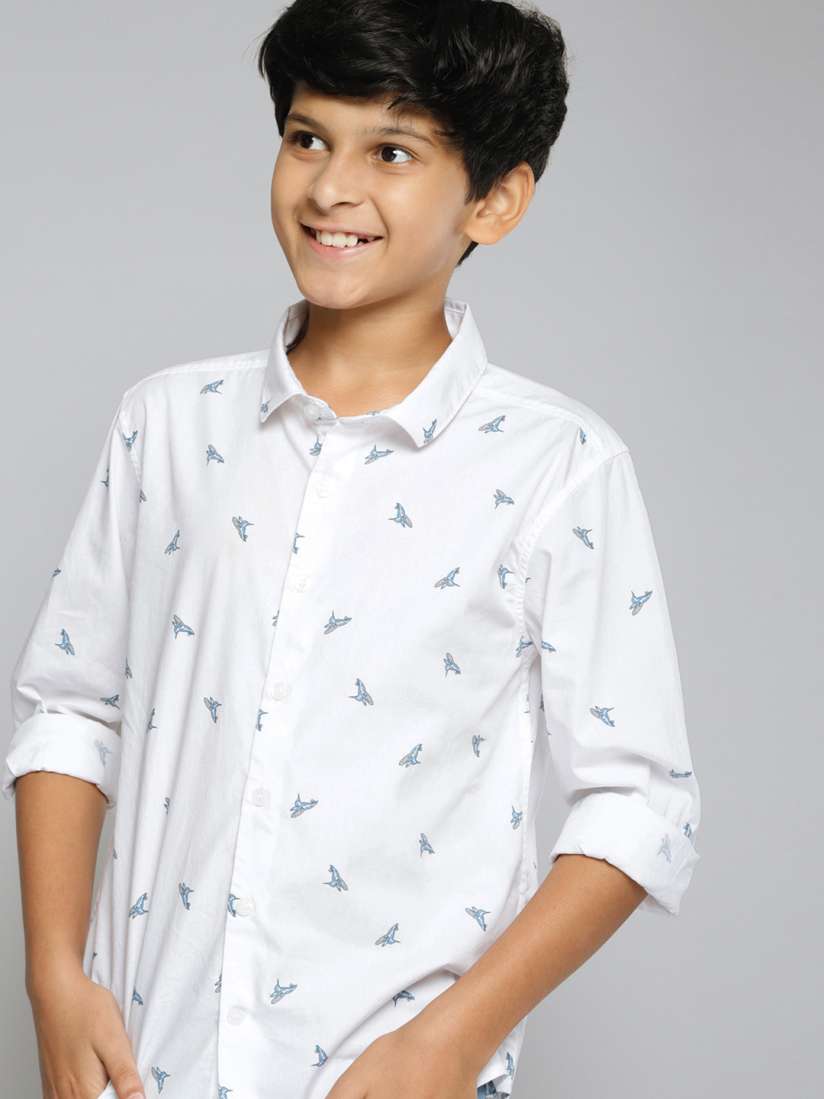 Buy M H Juniors Boys White Slim Fit Pure Cotton Conversational Printed Casual Shirt Shirts for Boys 15208672 Myntra