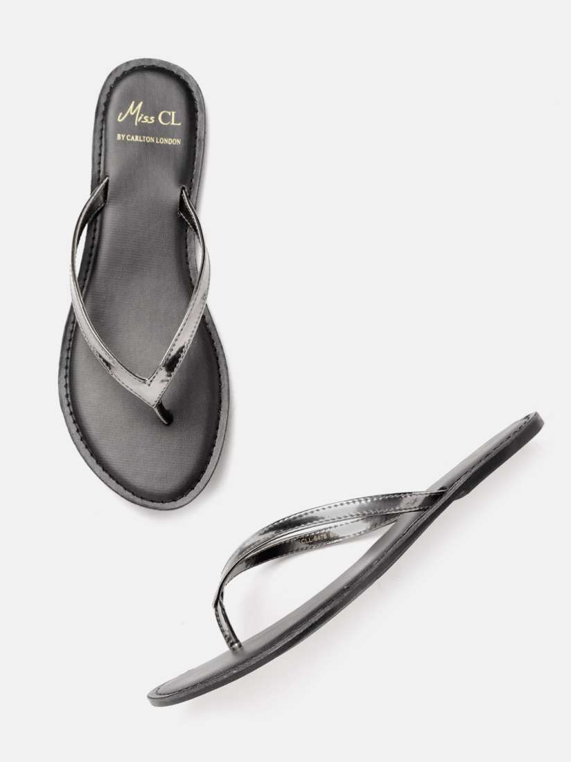 Buy Carlton London Miss CL Women Gunmetal Toned Solid Open Toe Flats Flats for Women 15213032 Myntra