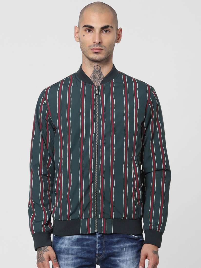 Mens striped bomber jacket cheap