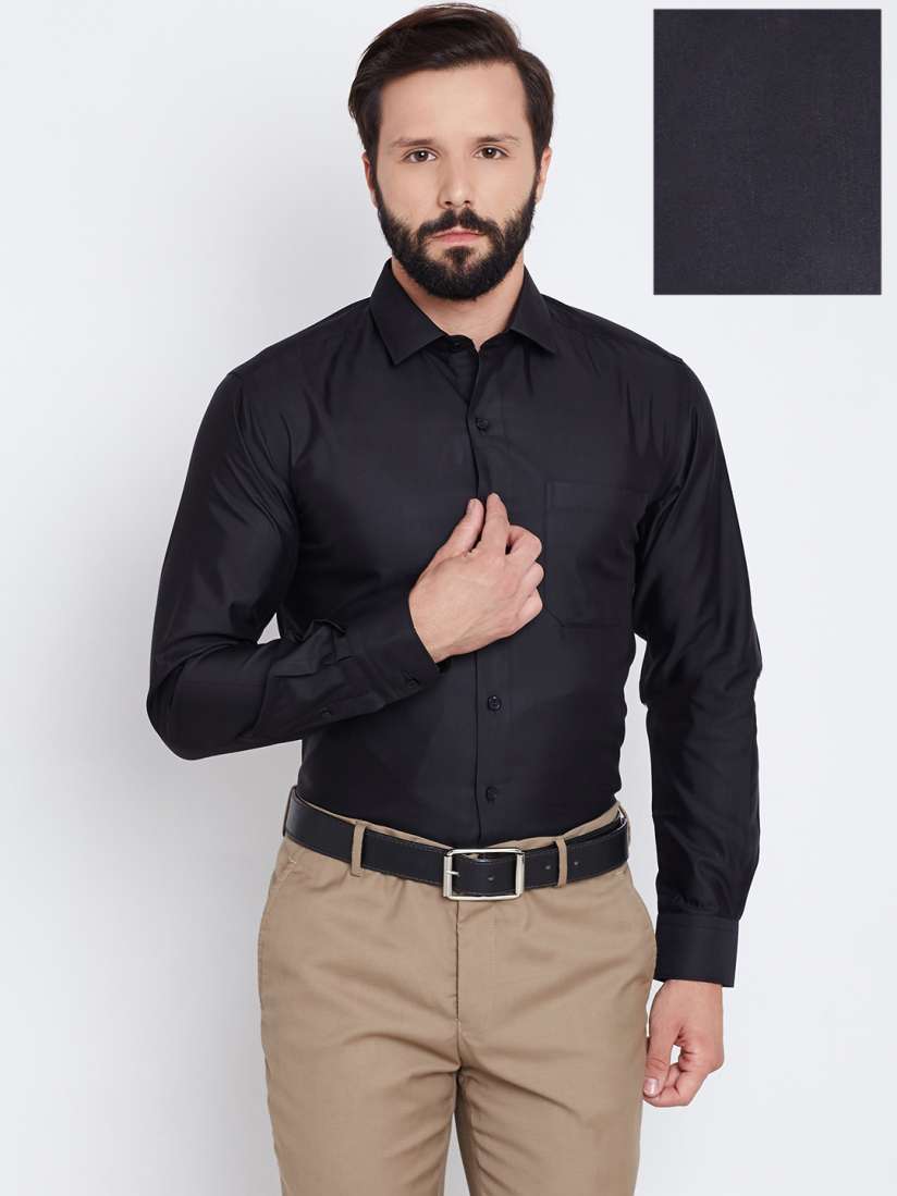 Buy Wills Lifestyle Men Black Slim Fit Solid Formal Shirt Shirts for Men 1522025 Myntra