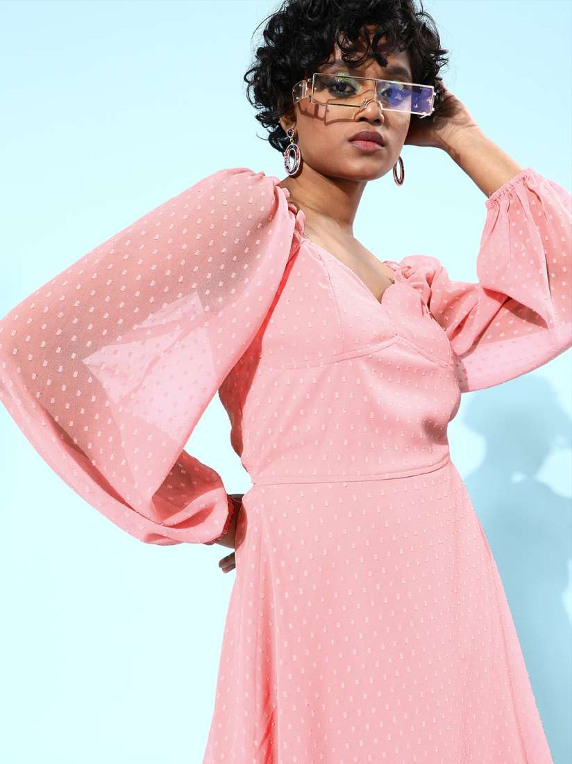 Pink dress myntra shop