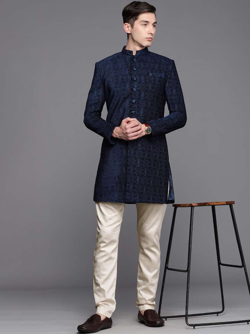 Blue sherwani manyavar top