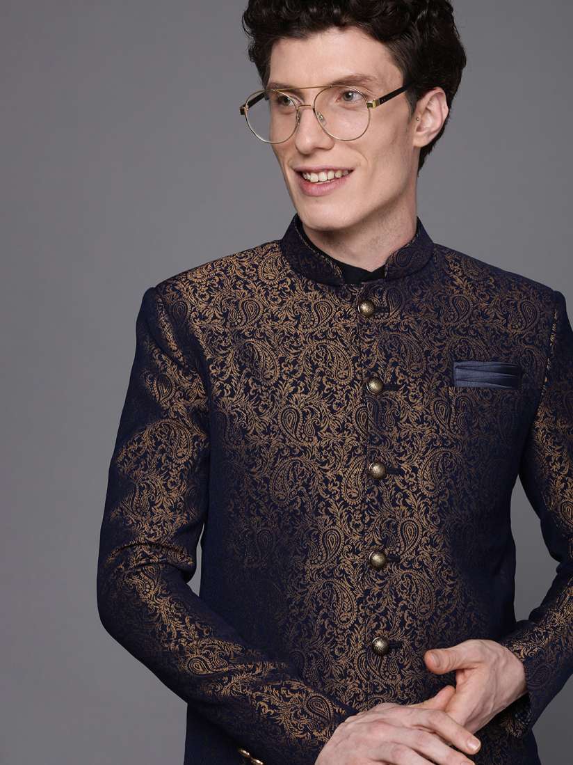 Manyavar blue sherwani outlet