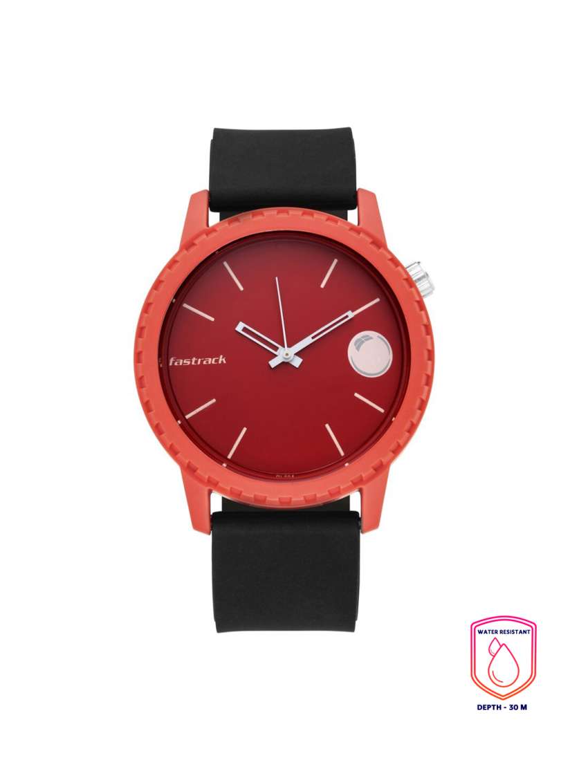 Buy Fastrack Unisex Red Dial Black Straps Solids Stripes Analogue Watch 38039PP16W Watches for Unisex 15229308 Myntra