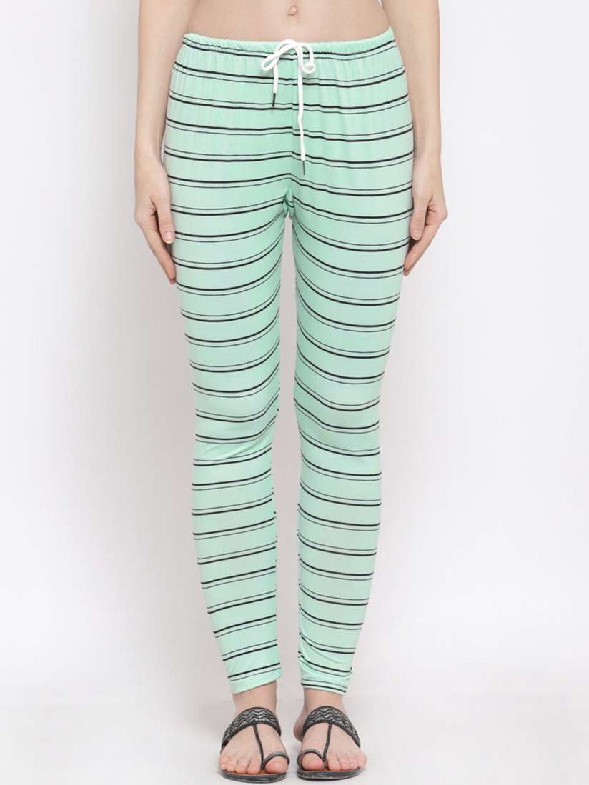 Green and white striped leggings for adults online