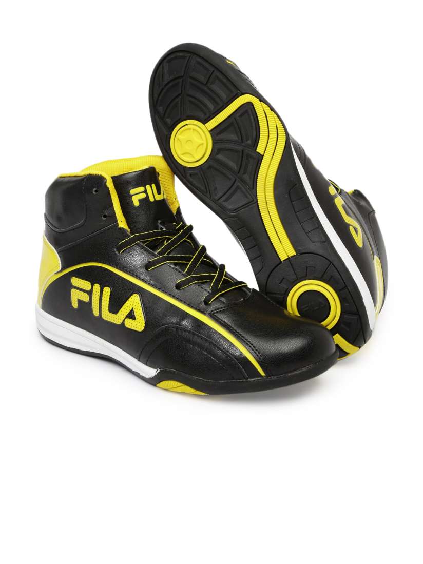 Yellow and black fila shoes clearance
