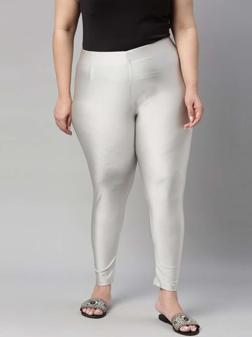 Buy Go Colors Women Silver Colored Solid Ankle Length Leggings Leggings for Women 15239518 Myntra