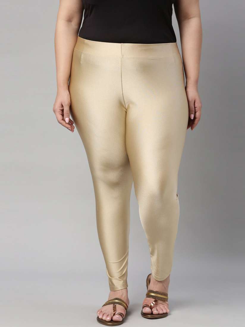 Buy Go Colors Women Gold Colored Solid Plus Size Ankle Length Leggings Leggings for Women 15239532 Myntra