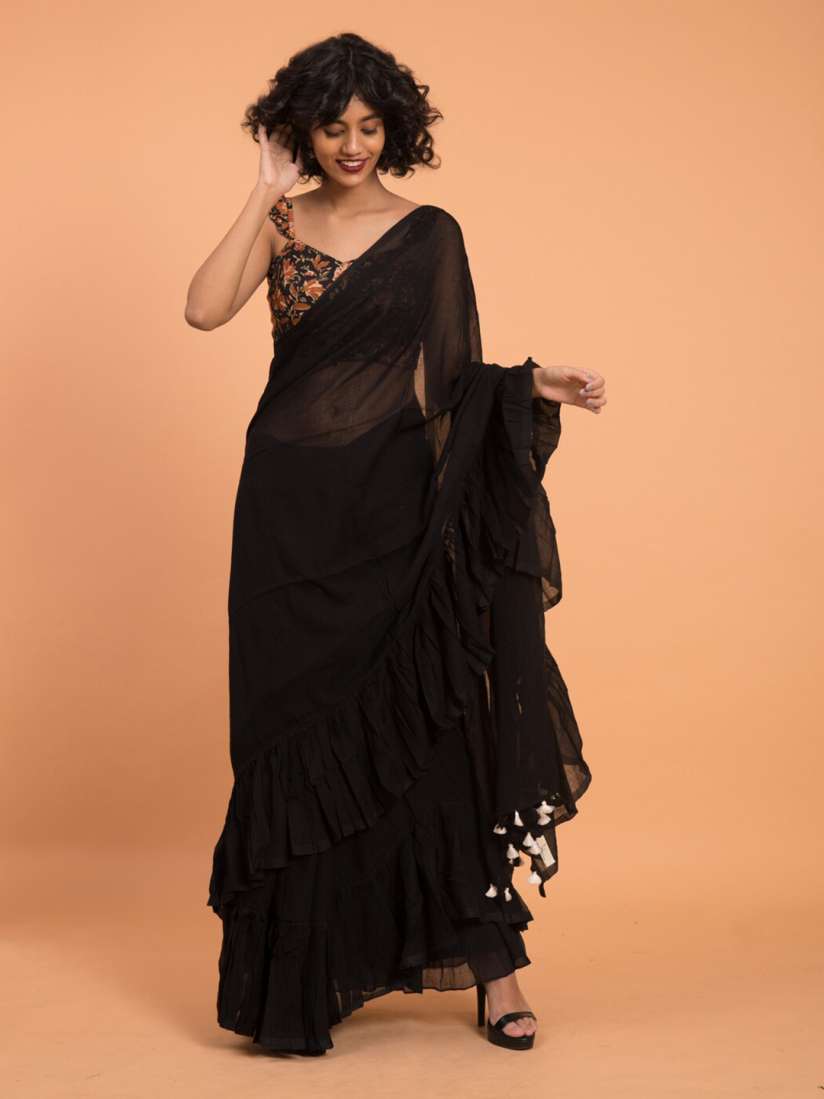 Frill saree on myntra top