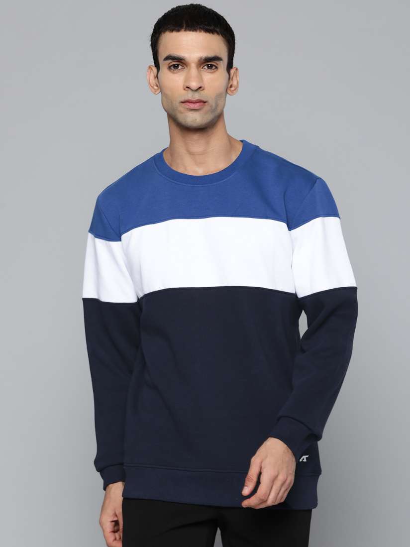 Navy blue and white sweatshirt clearance
