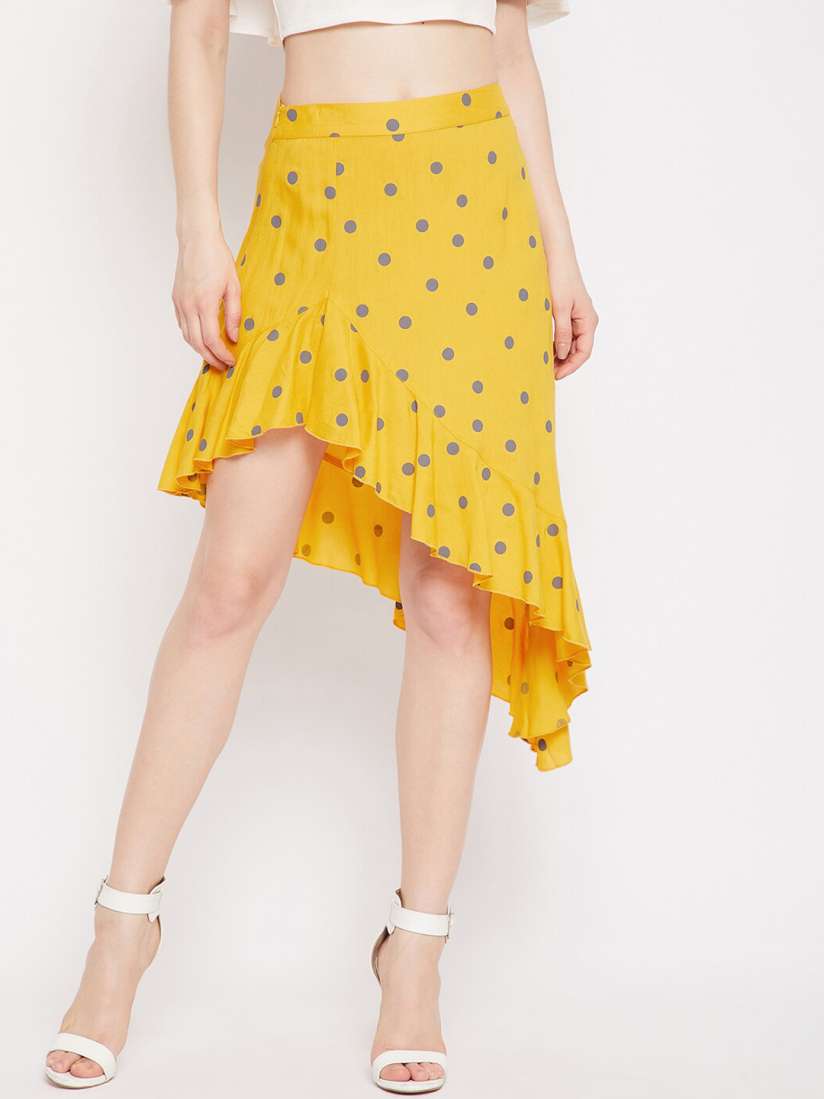 Yellow asymmetrical skirt top