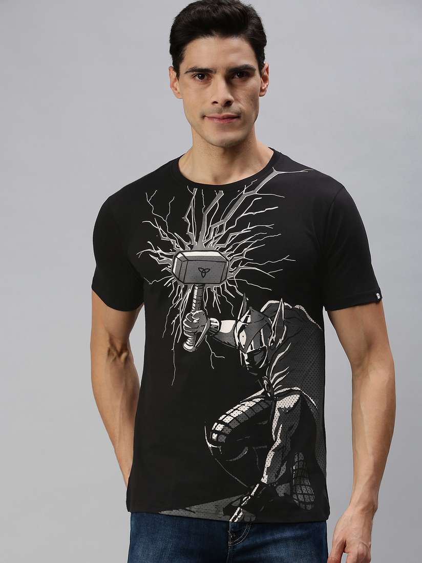 Buy The Souled Store Men Black Thor: Thunder Reflective Ink Printed T-shirt  - Tshirts for Men 15248484 | Myntra