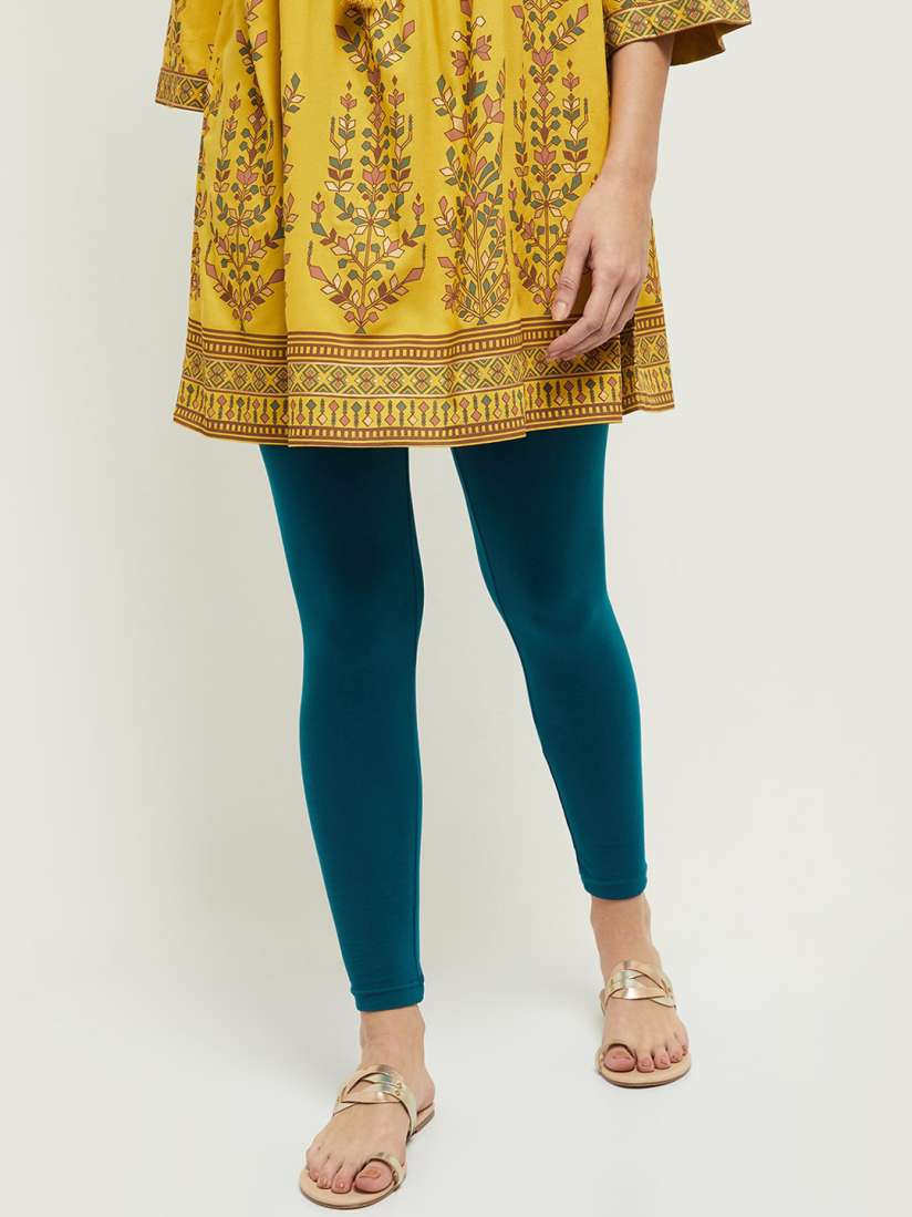 Buy Max Women Teal Green Solid Ankle Length Leggings Leggings for Women 15253748 Myntra