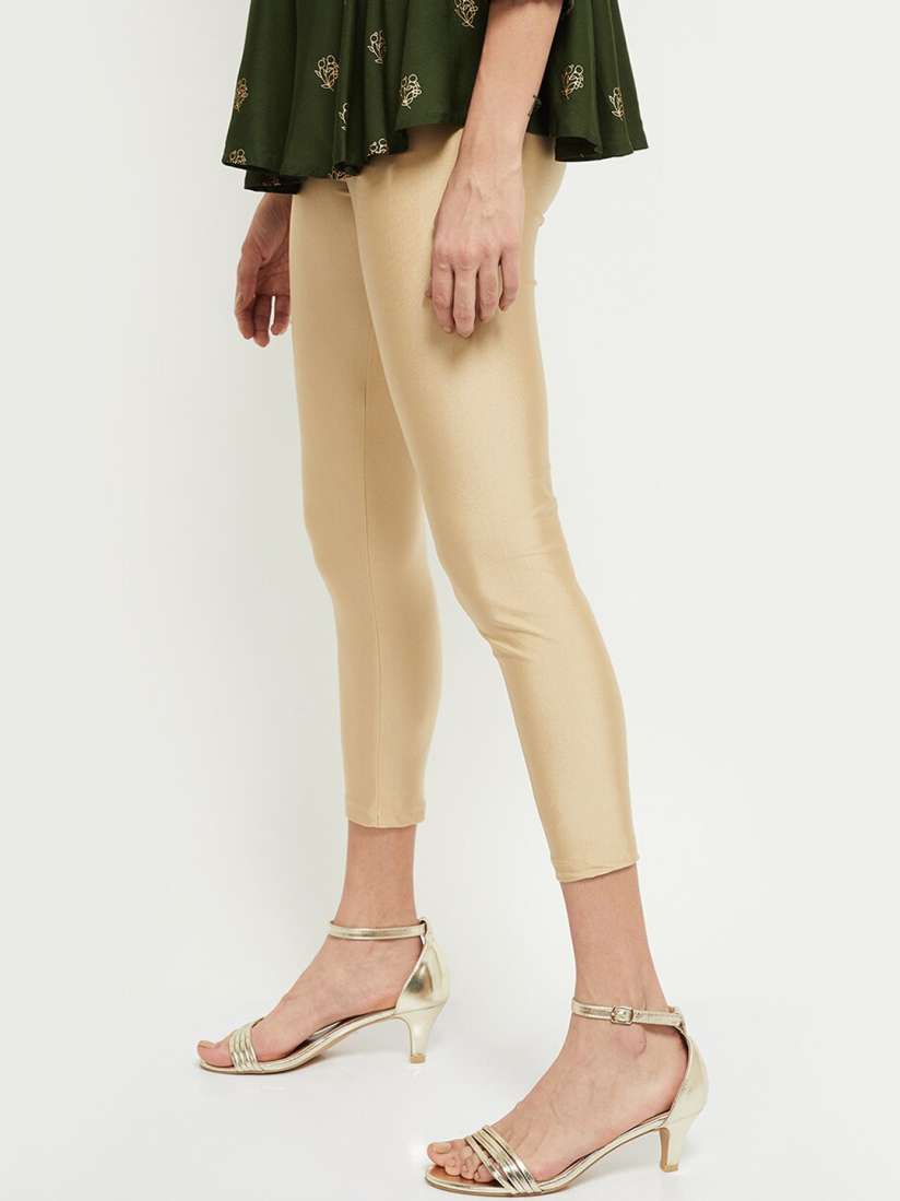Golden colour ankle length leggings sales