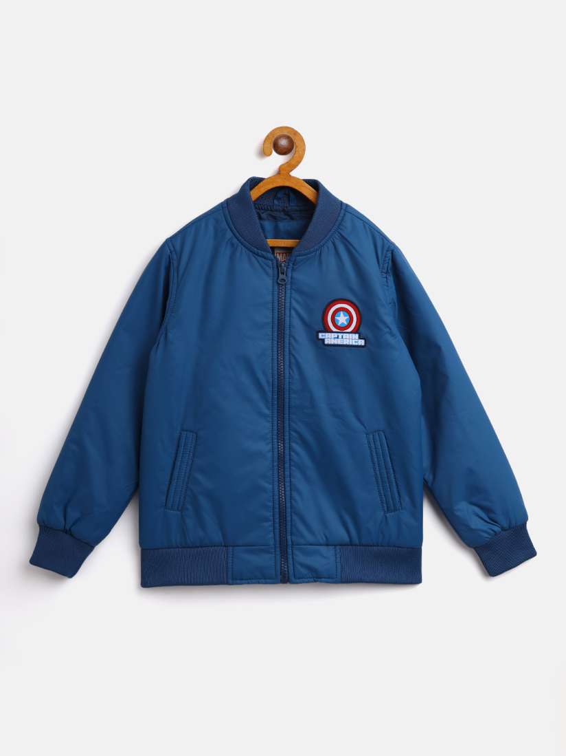 Buy Disney Boys Teal Blue Solid Bomber Jacket with Captain America Applique Detail Jackets for Boys 15259286 Myntra
