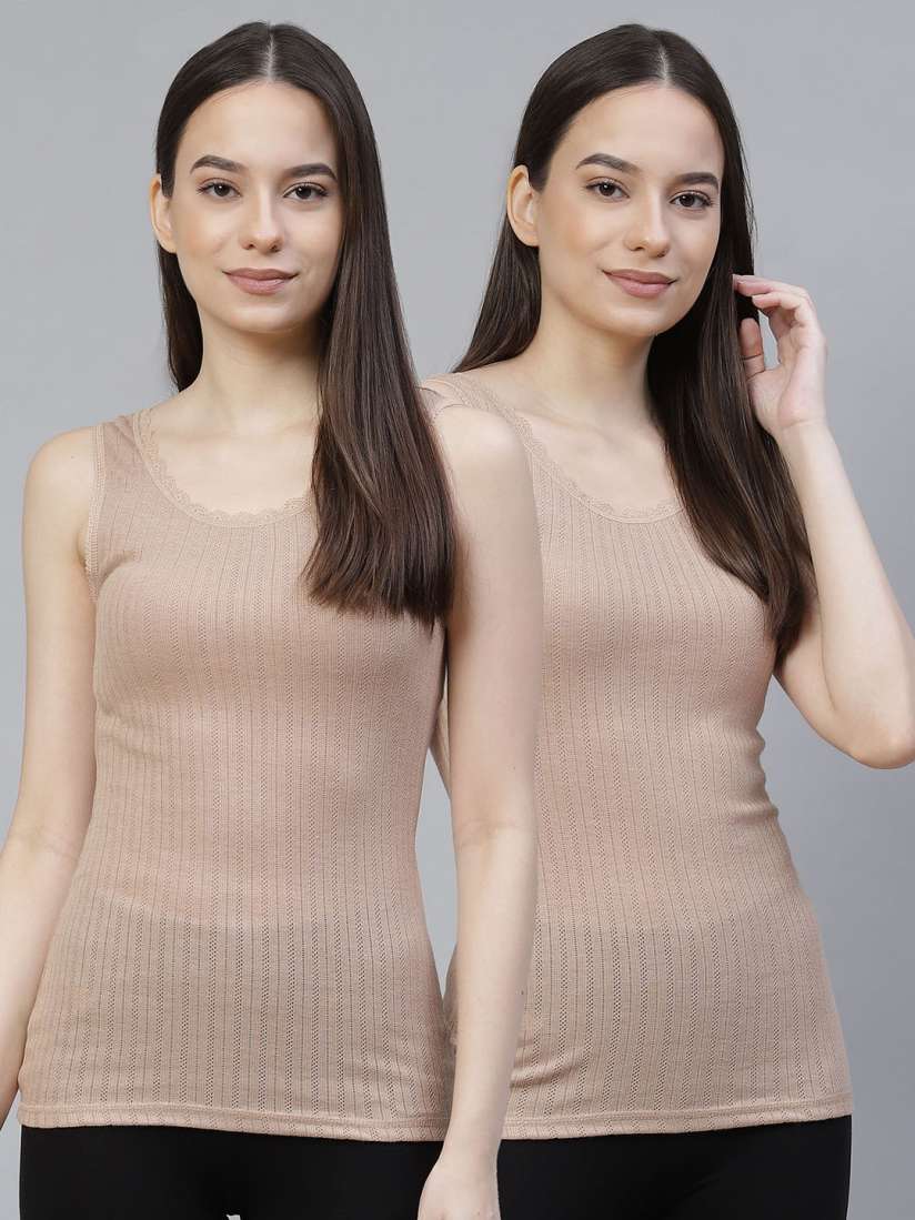 Buy Marks Spencer Women Pack of 2 Nude Solid Thermal Tops Thermal Tops for Women 15262002 Myntra