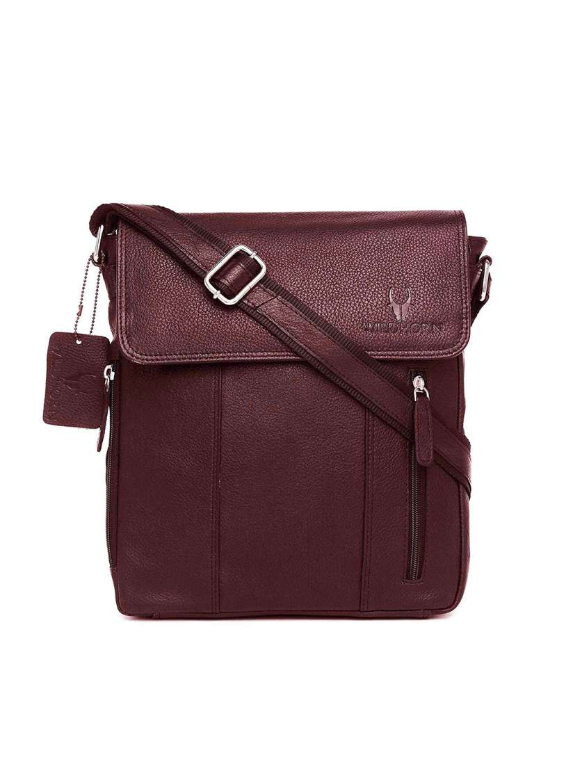 Buy WildHorn Men Maroon Textured Messenger Bag Messenger Bag for Men 15268028 Myntra