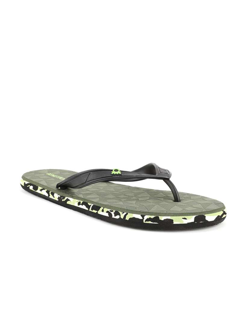 Buy United Colors of Benetton Men Black Olive Green Rubber Thong Flip Flops Flip Flops for Men 15269774 Myntra