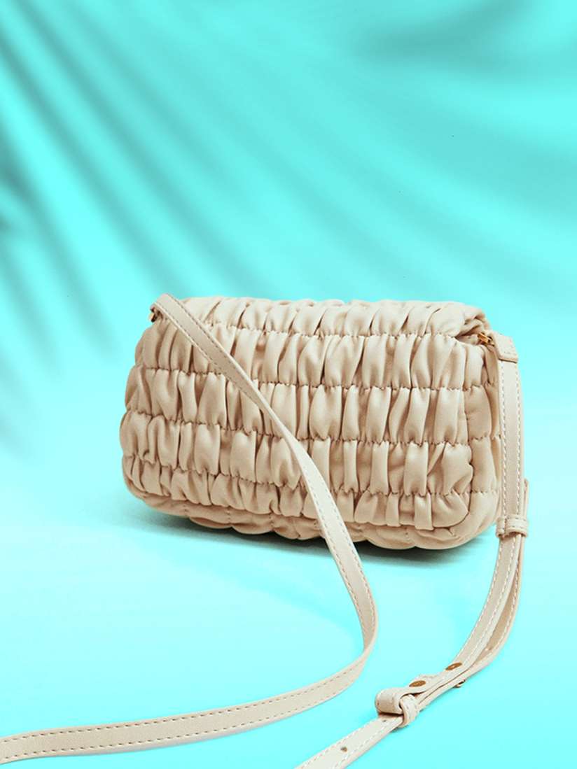 Buy MANGO Beige Ruched Sling Bag Handbags for Women 15273912 Myntra