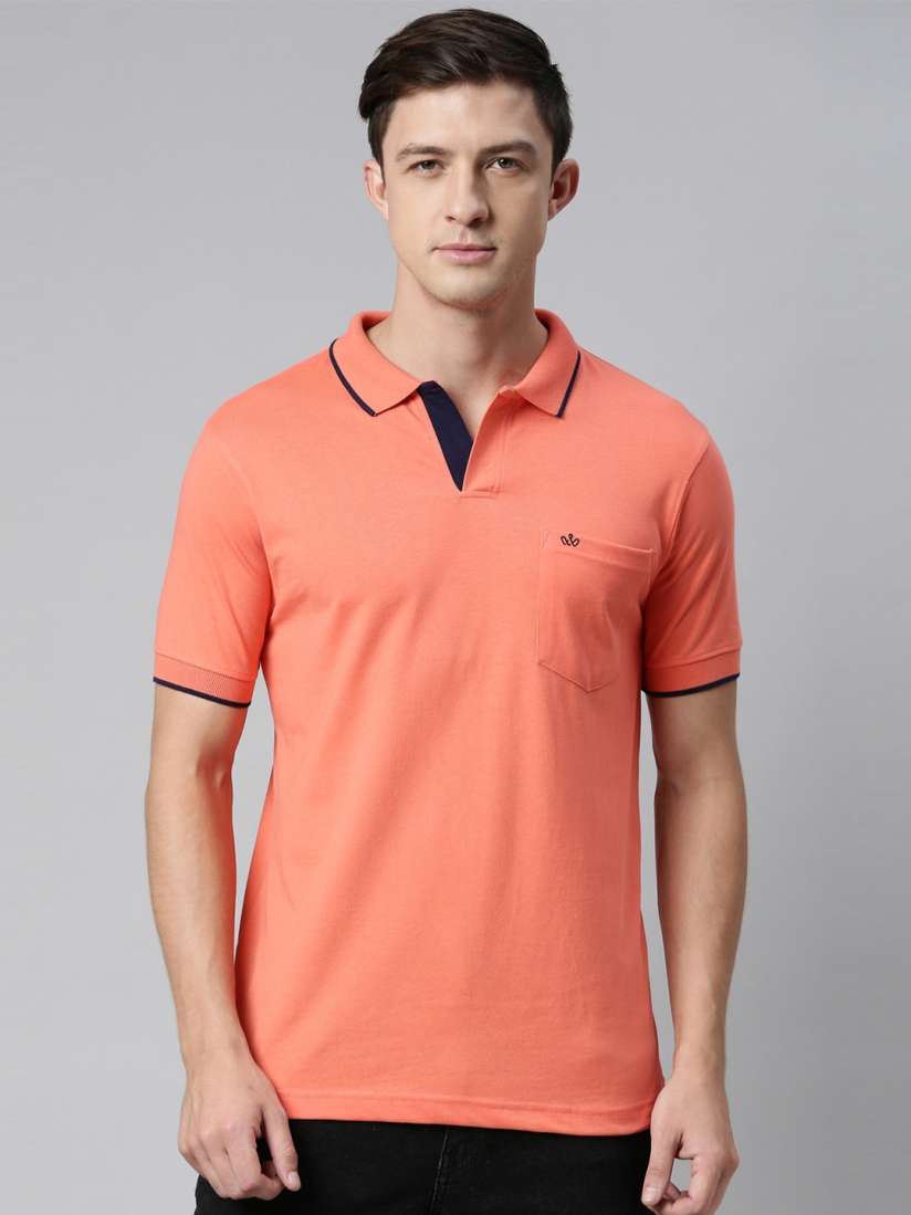 Buy DIXCY SCOTT Men Peach Coloured Polo Collar T shirt Tshirts for Men 15277766 Myntra