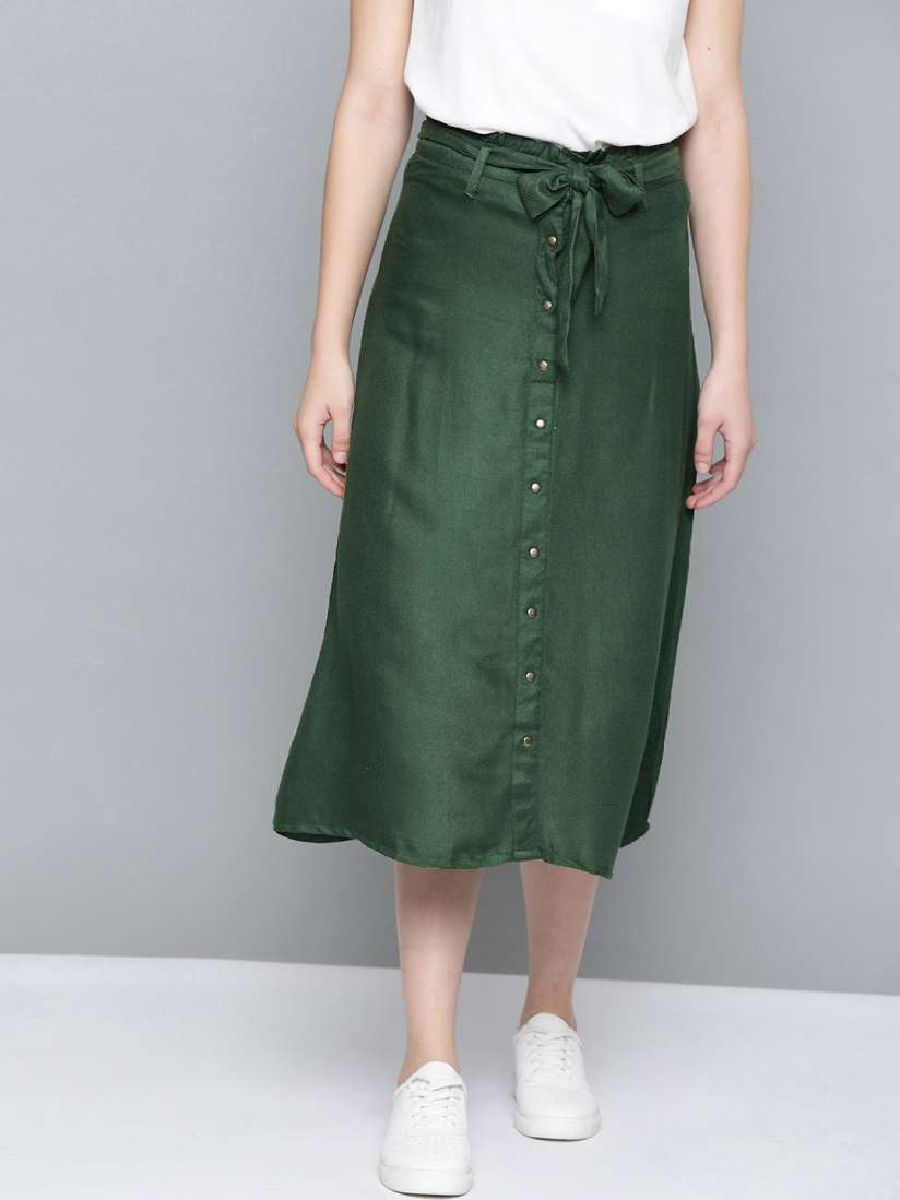 Buy Mast Harbour Women Green Solid Straight Midi Skirt Skirts for Women 15287476 Myntra