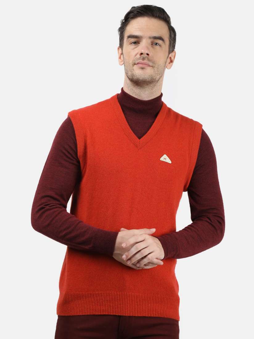 Buy Monte Carlo Men Orange Sweater Vest Sweaters for Men 15290972 Myntra