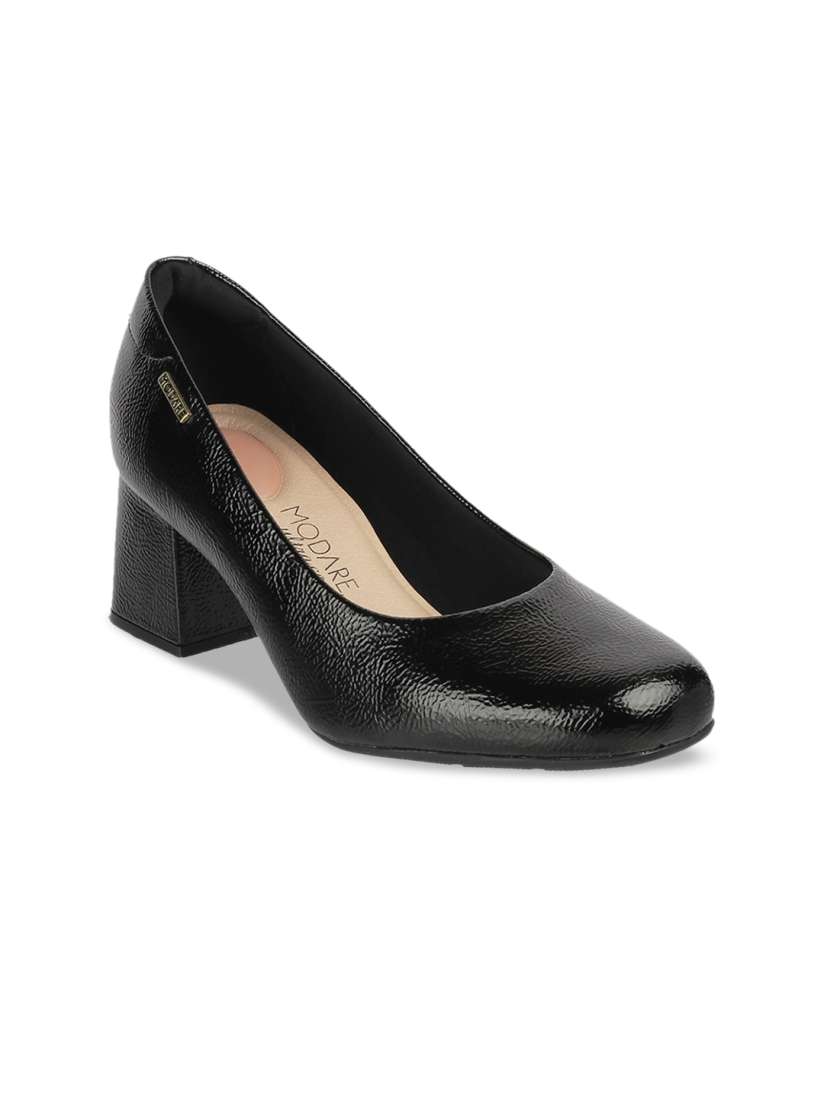 Buy MODARE Black PU Work Block Pumps Heels for Women 15295042 Myntra