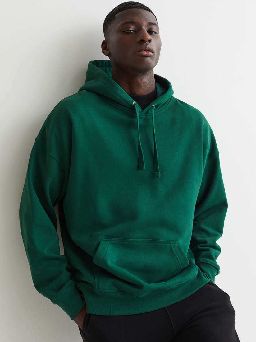 Buy H M Men Green Solid Cotton Hoodie Sweatshirts for Men 15295828 Myntra