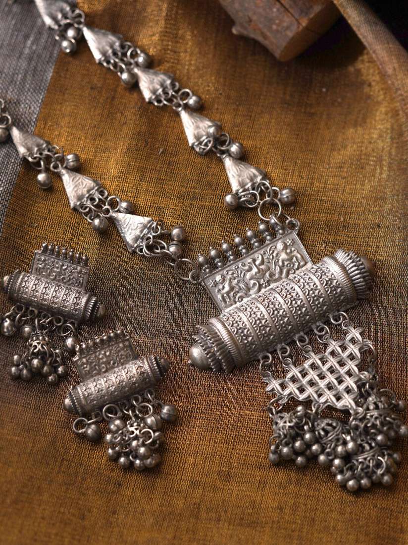 Buy TEEJH Silver Plated Oxidised Jewellery Set Jewellery Set for Women 15311724 Myntra